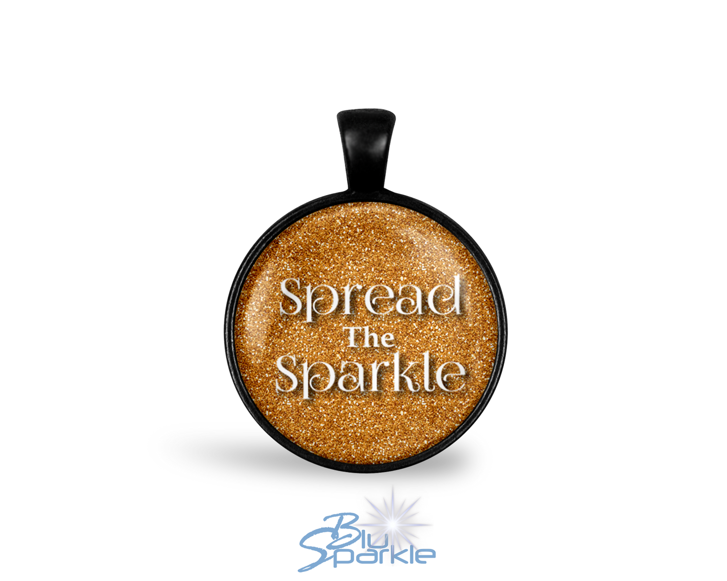 Black "Spread The Sparkle" Round Pendants