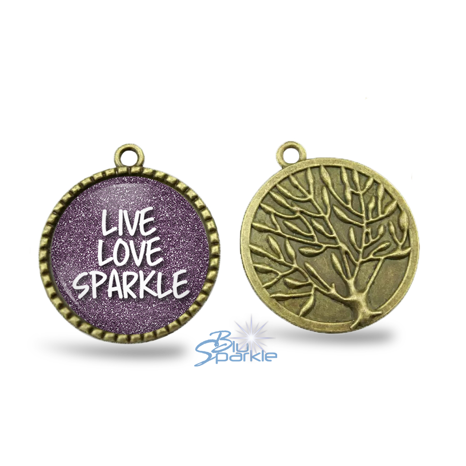 Gold Tree "Live Love Sparkle" Round Pendants
