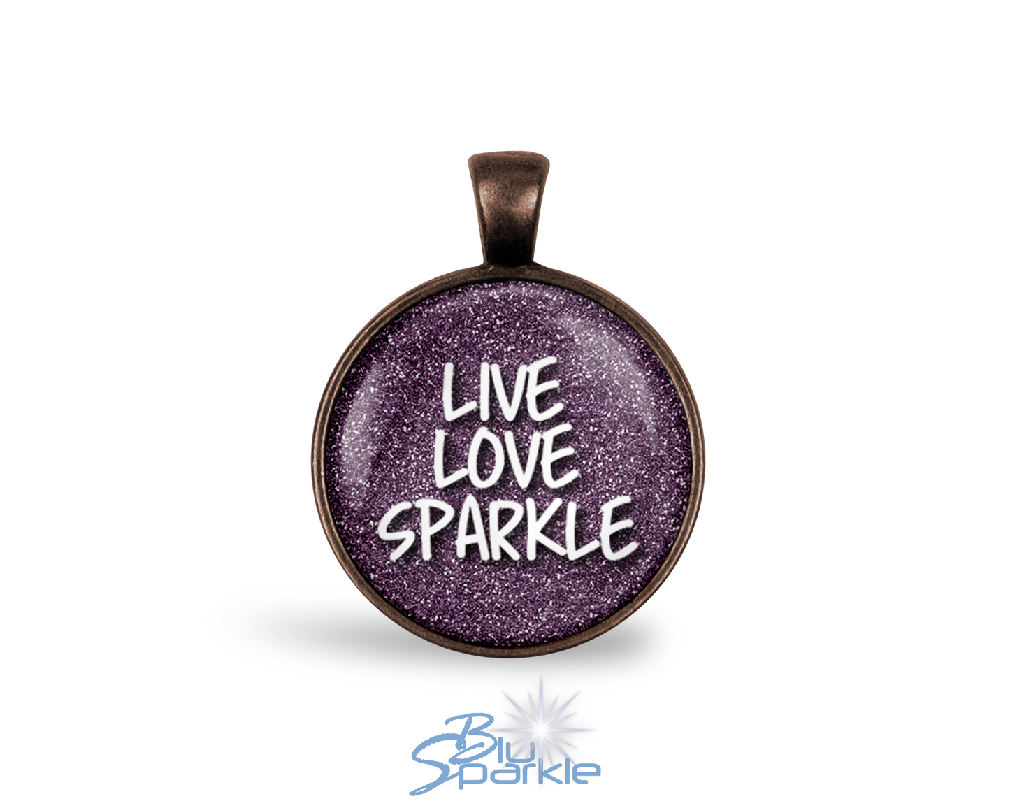 Copper "Live Love Sparkle" Round Pendants