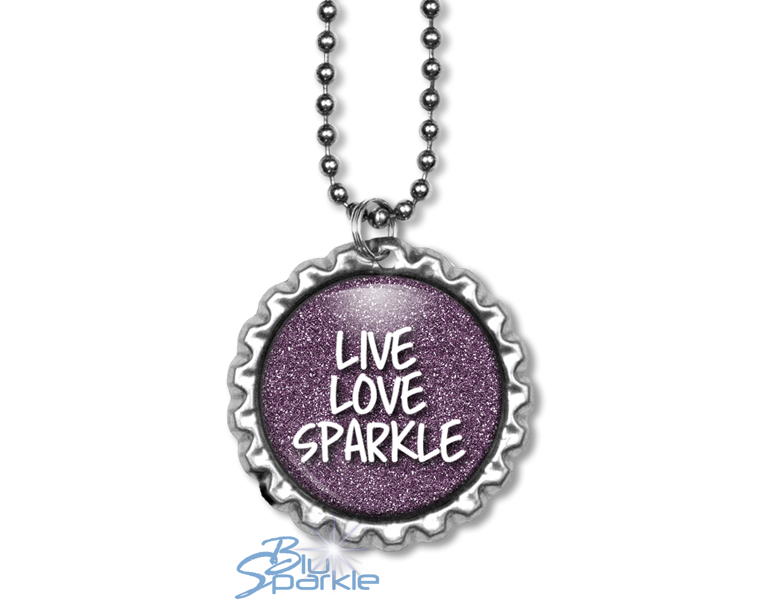 Bottlecap "Live Love Sparkle" Round Pendants