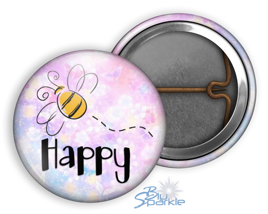 Bee Happy - Pinback Buttons