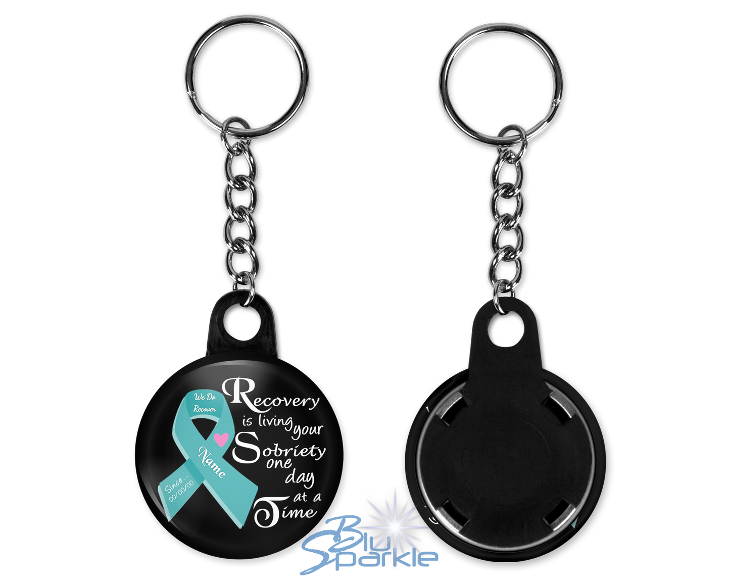 Personalized "Recovery is Living Your Sobriety One Day at a Time" Key Chains