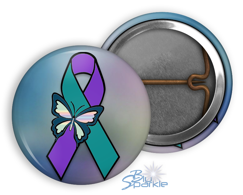 Suicide Awareness Butterfly Ribbon - Pinback Buttons