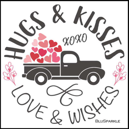 Hugs & Kisses Love & Wishes 3.5" Square Wise Expression Magnet