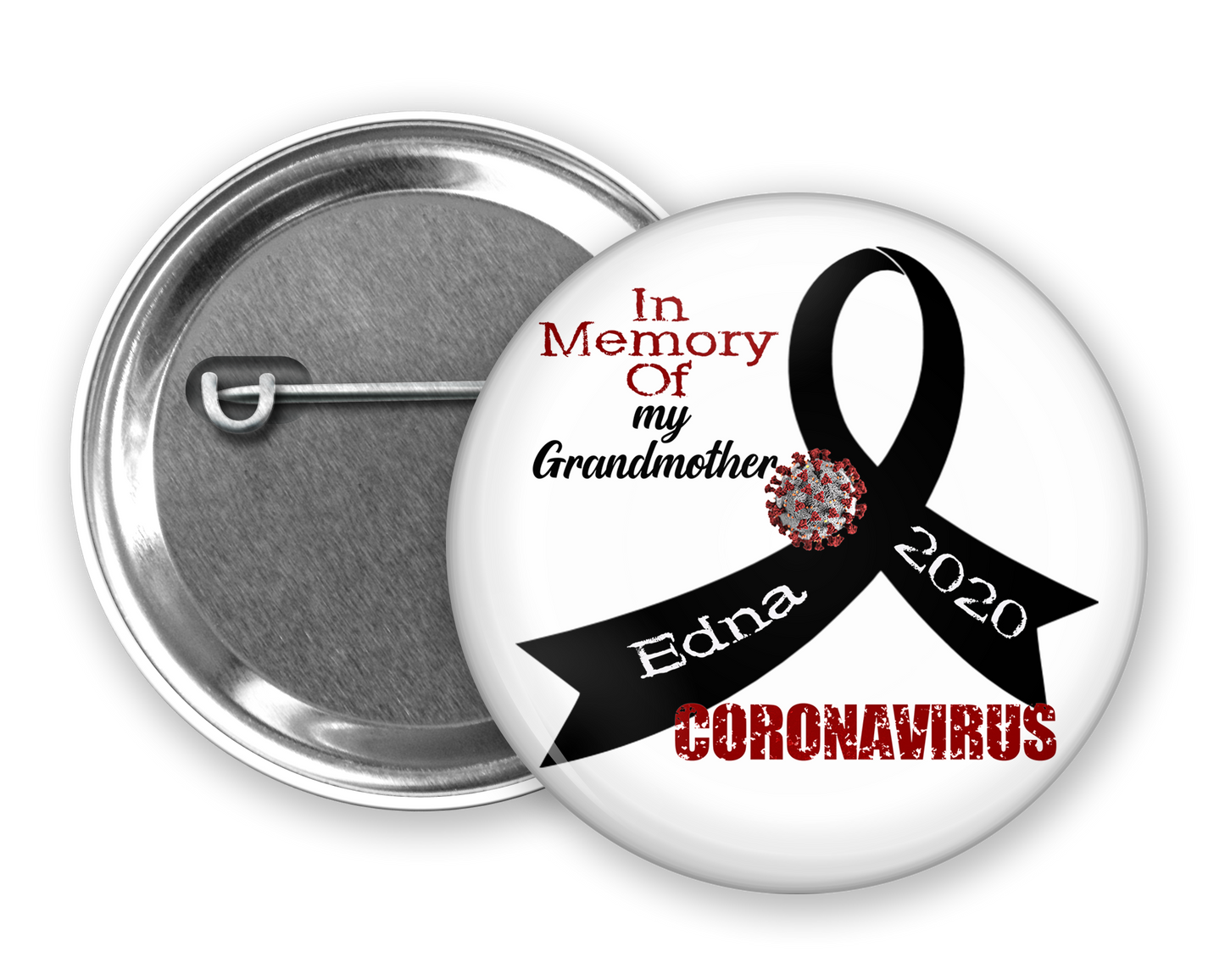 Personalized "In Memory Of" Coronavirus Pinback Buttons