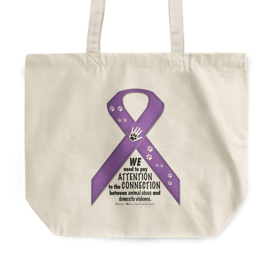 Animal Advocacy Purple Ribbon Rounded Canvas Tote Bag