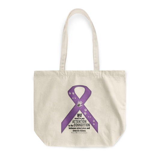 Animal Advocacy Purple Ribbon Rounded Canvas Tote Bag