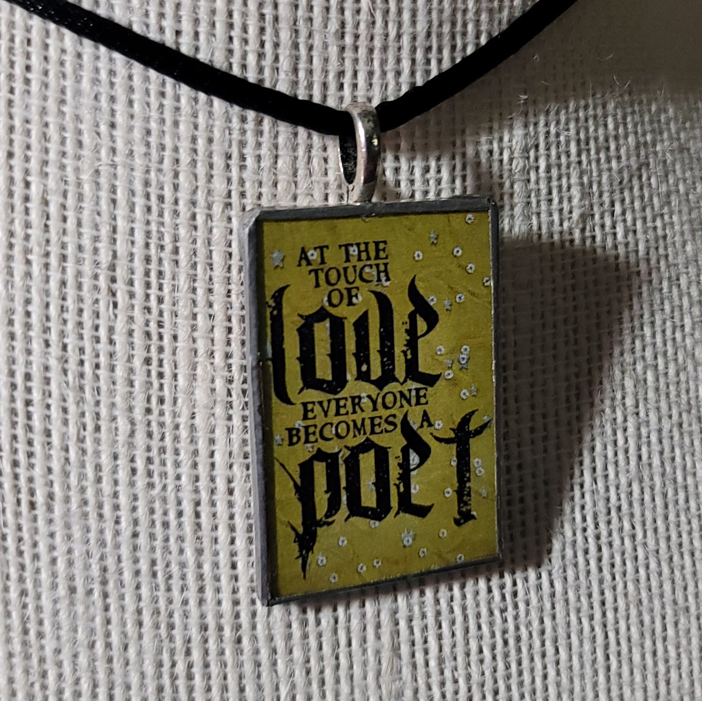 At The Touch Of Love Everyone Becomes A Poet Handmade Stained-Glass Pendant