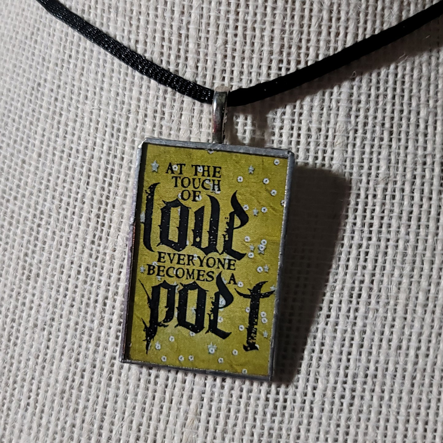 At The Touch Of Love Everyone Becomes A Poet Handmade Stained-Glass Pendant