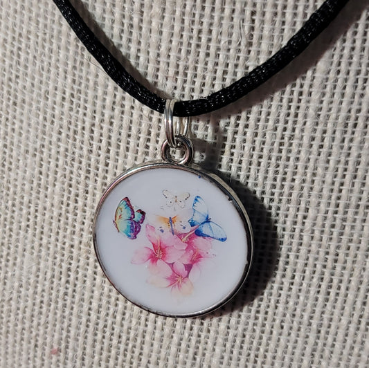 Flowers with Butterflies Pendant Charm