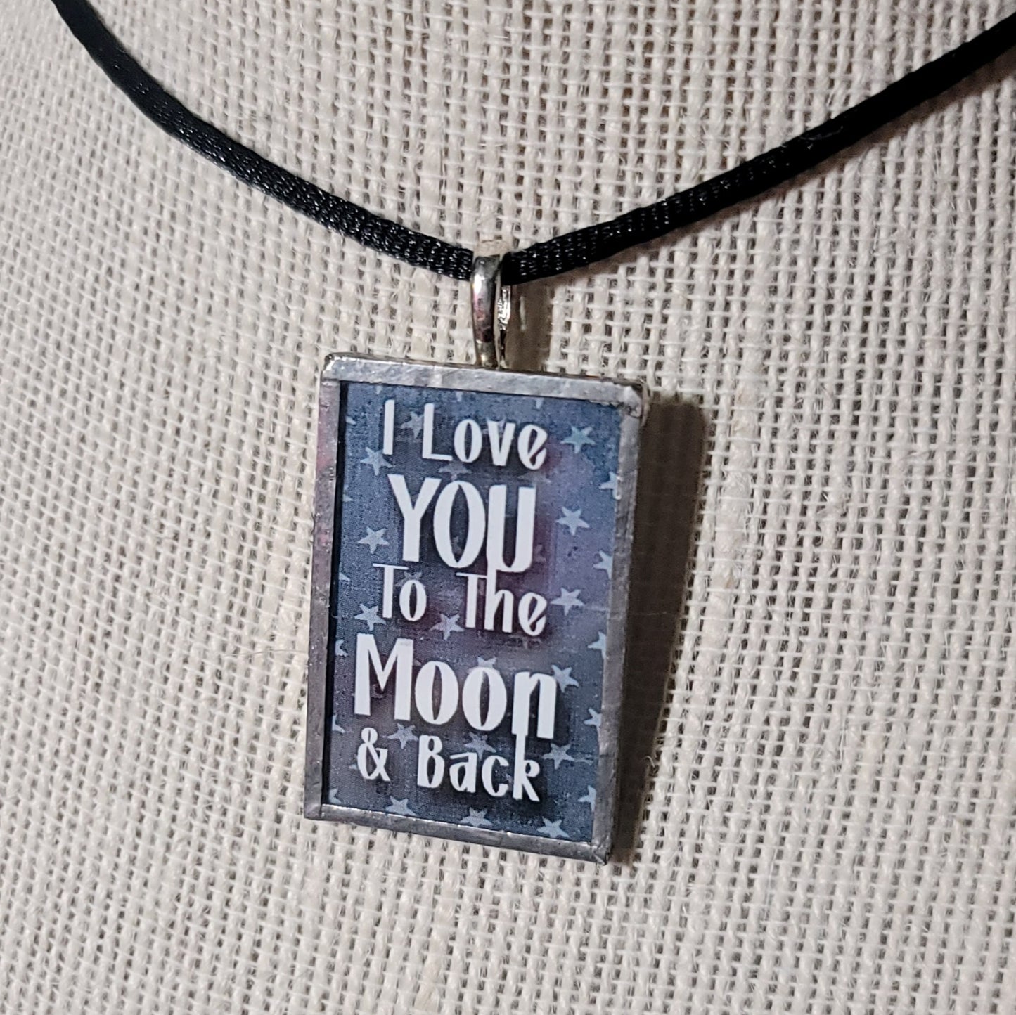 I Love You To The Moon & Back Handmade Stained-Glass Pendant