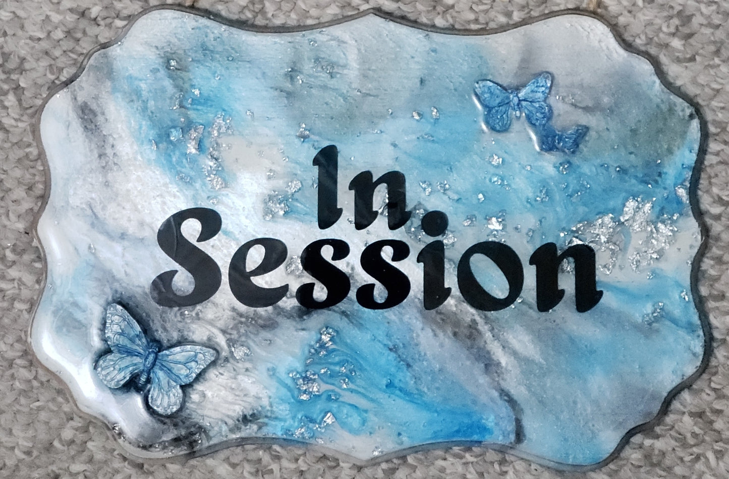 Custom Acrylic Fluid Art Resin 'In Session' Sign