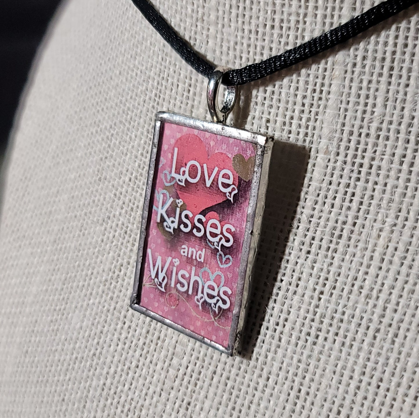 Love, Kisses & Wishes Handmade Stained-Glass Pendant
