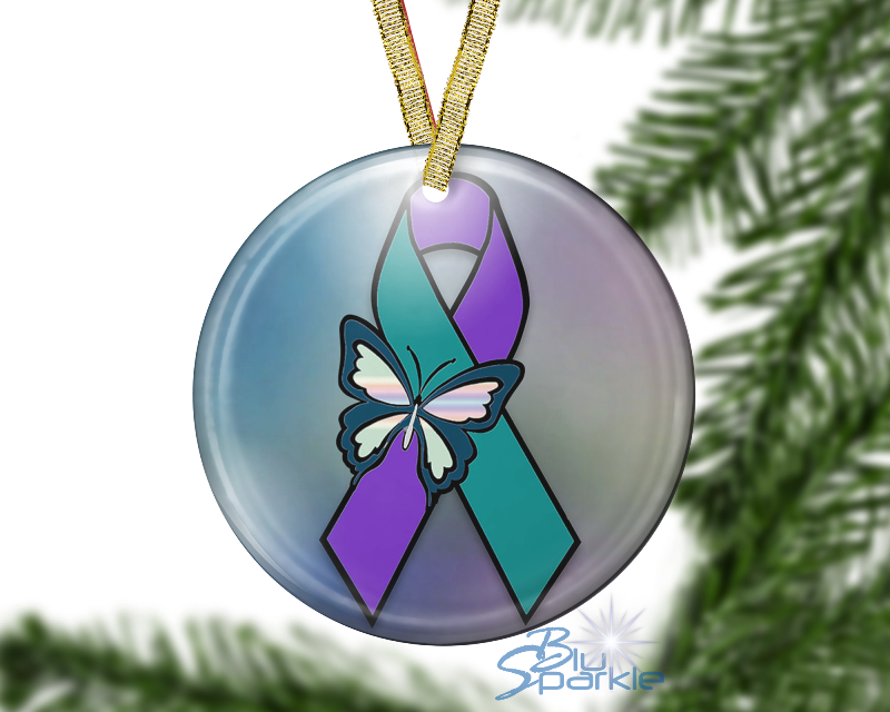 Suicide Awareness Butterfly Ribbon - Ornament