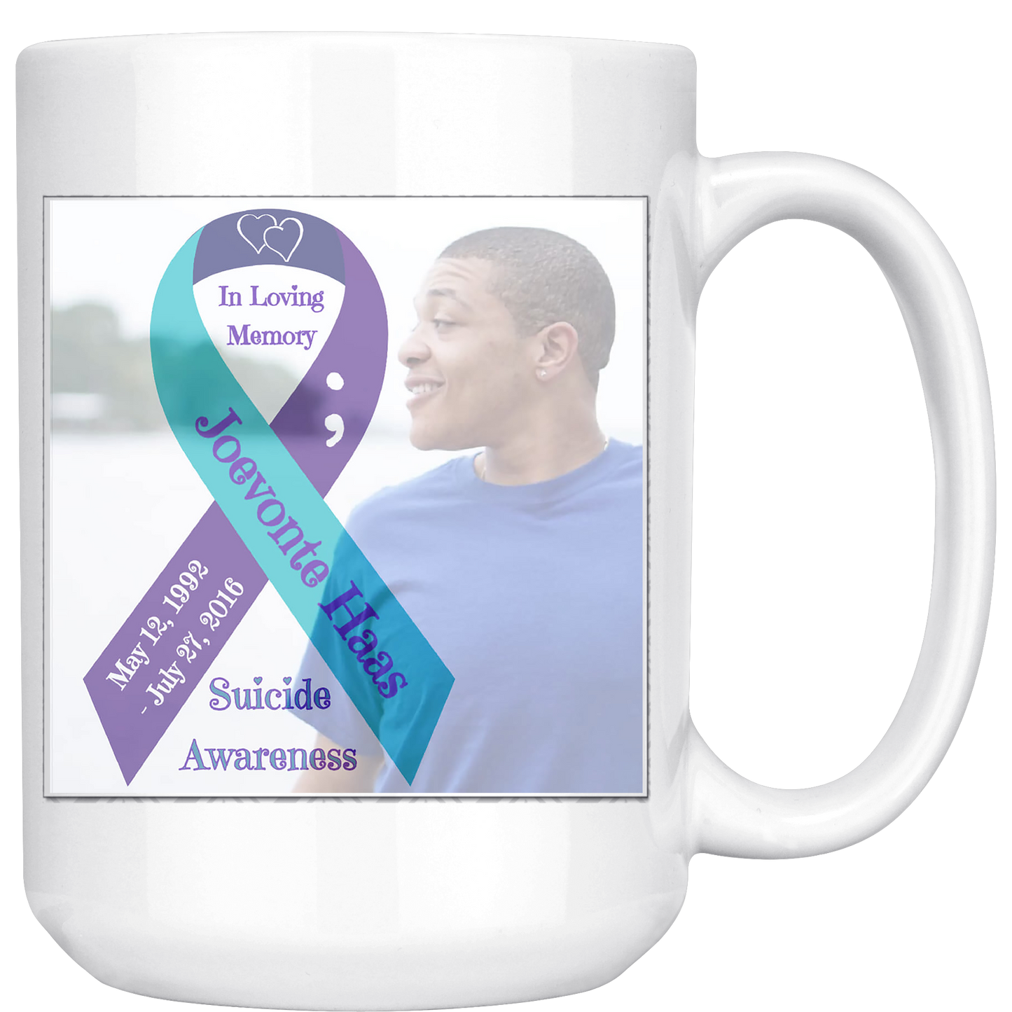 Personalized Suicide Awareness Ribbon & Photo Mug