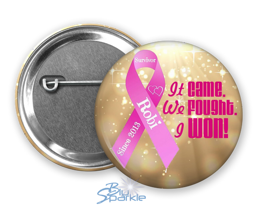 Awareness Ribbon & Quote - Personalized Pinback Button