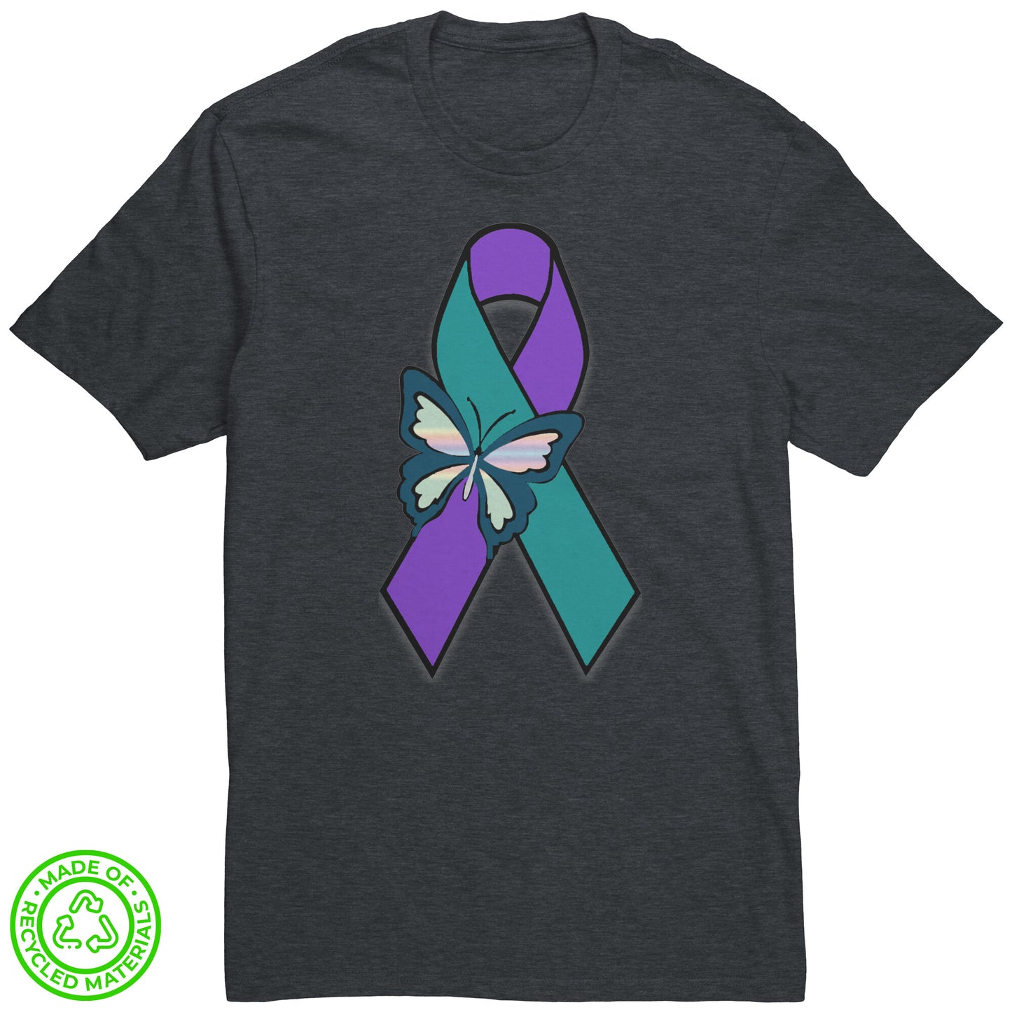 Suicide Awareness Butterfly Ribbon Recycled Fabric T-Shirt