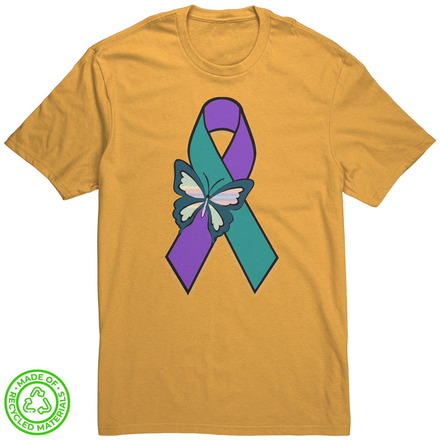 Suicide Awareness Butterfly Ribbon Recycled Fabric T-Shirt