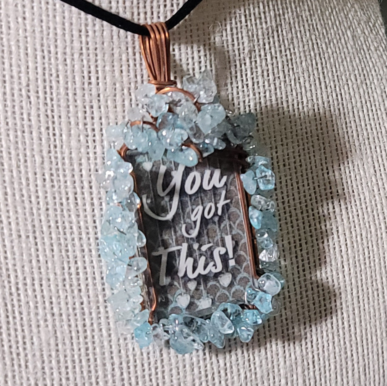 You Got This! Wire Wrapped Handmade Stained-Glass Pendant