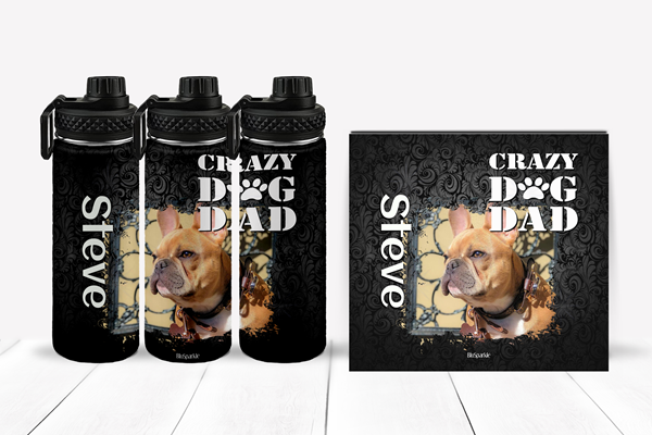 Personalized Crazy Dog Dad Tumblers and Water Bottles