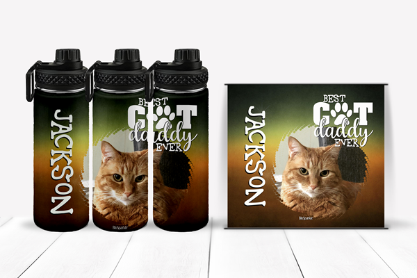 Personalized Best Cat Daddy Ever Tumblers and Water Bottles