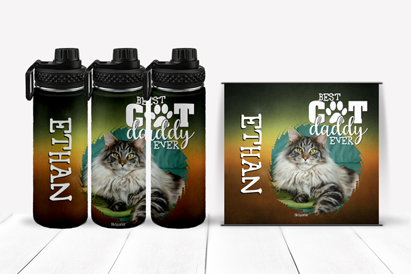 Personalized Best Cat Daddy Ever Tumblers and Water Bottles