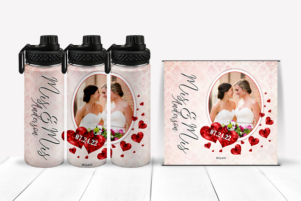 Personalized Wedded Bliss Tumblers and Water Bottles